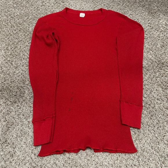 Unbranded Other - Vintage Unknown Mens Thermal Shirt Large Red Preowned Stains Waffle Knit USA